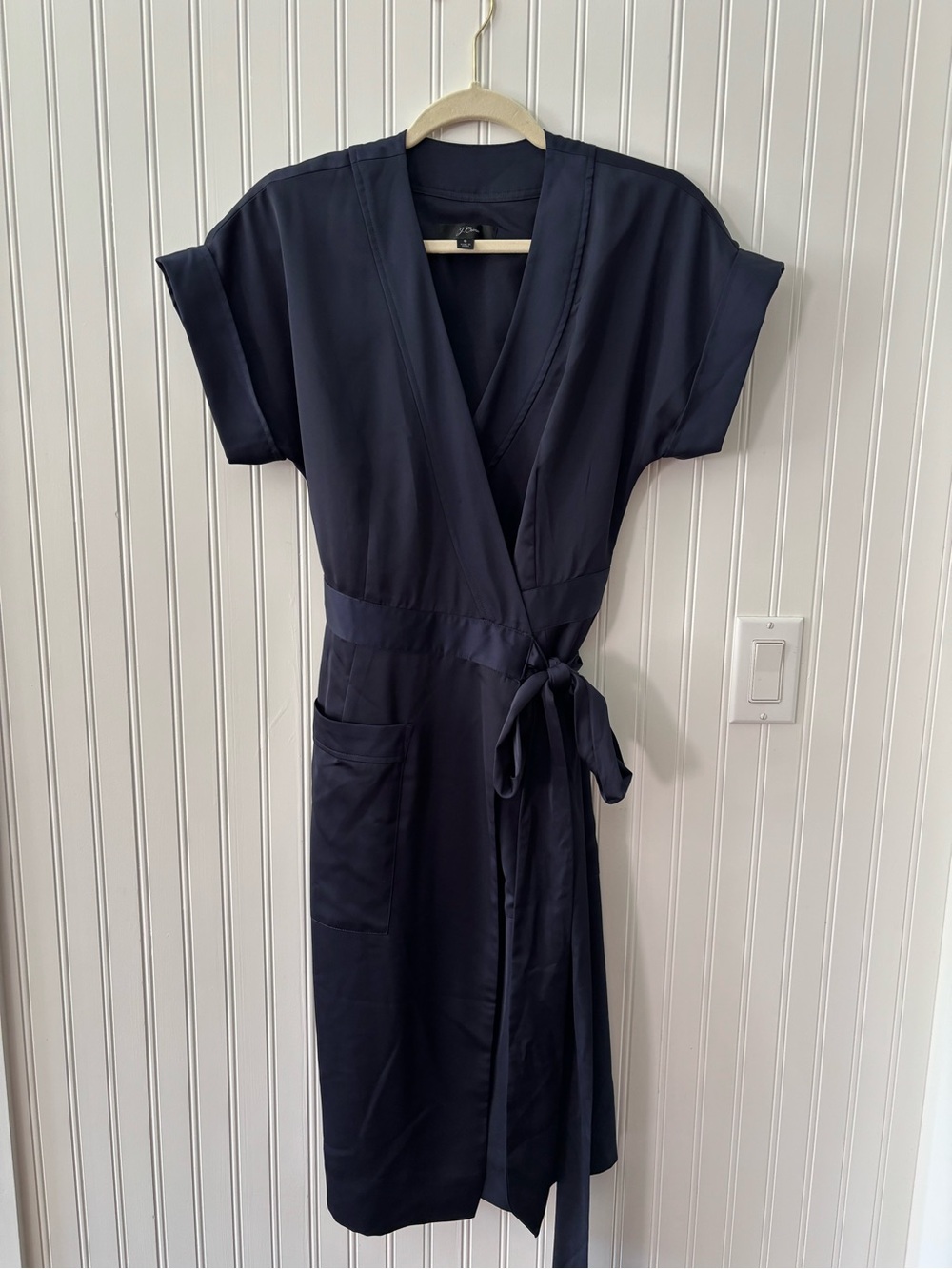 J. Crew Navy Wrap Midi Dress